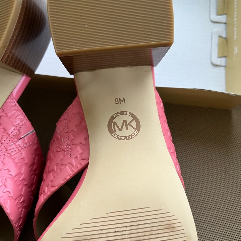Michael Kors Colleen Mule Sandal MK Faux Leather Tea Rose Pink size 9 - Picture 6 of 6